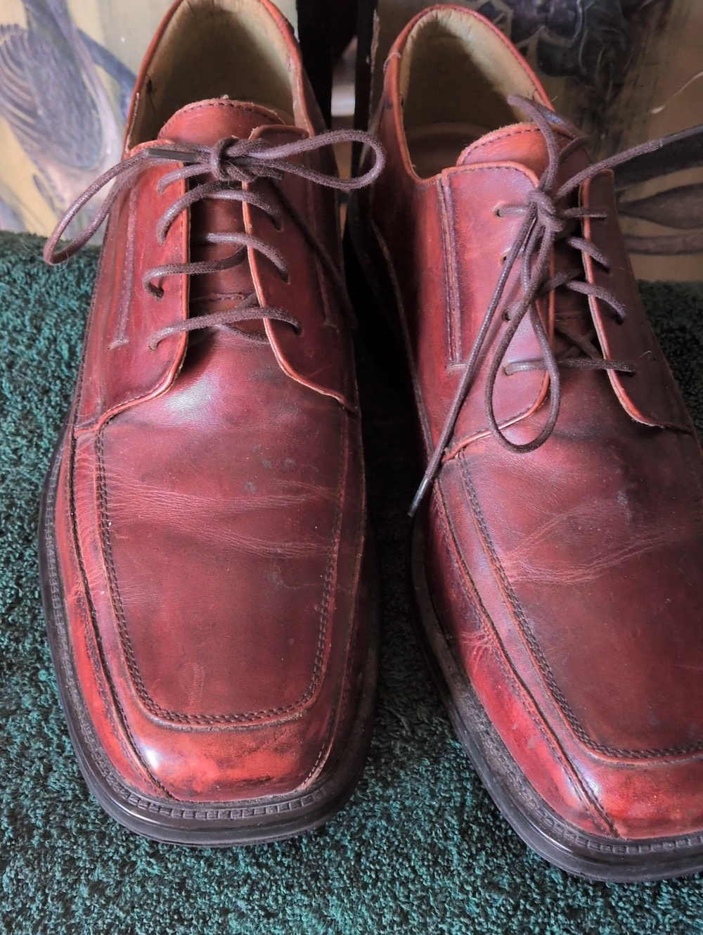 Dockers Men's Red-Brown Leather Lace-Up Oxfords